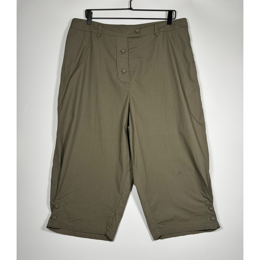 Crea Concept Pants 44 Olive Green Wide Leg Cropped Culotte Lagenlook Artwear